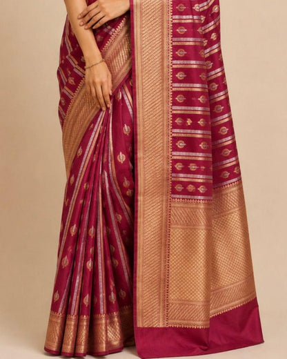 Maroon Banarasi Tissue Silk Saree