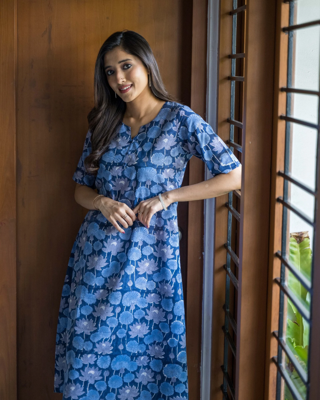 Blue Lotas Printed Cotton Dress