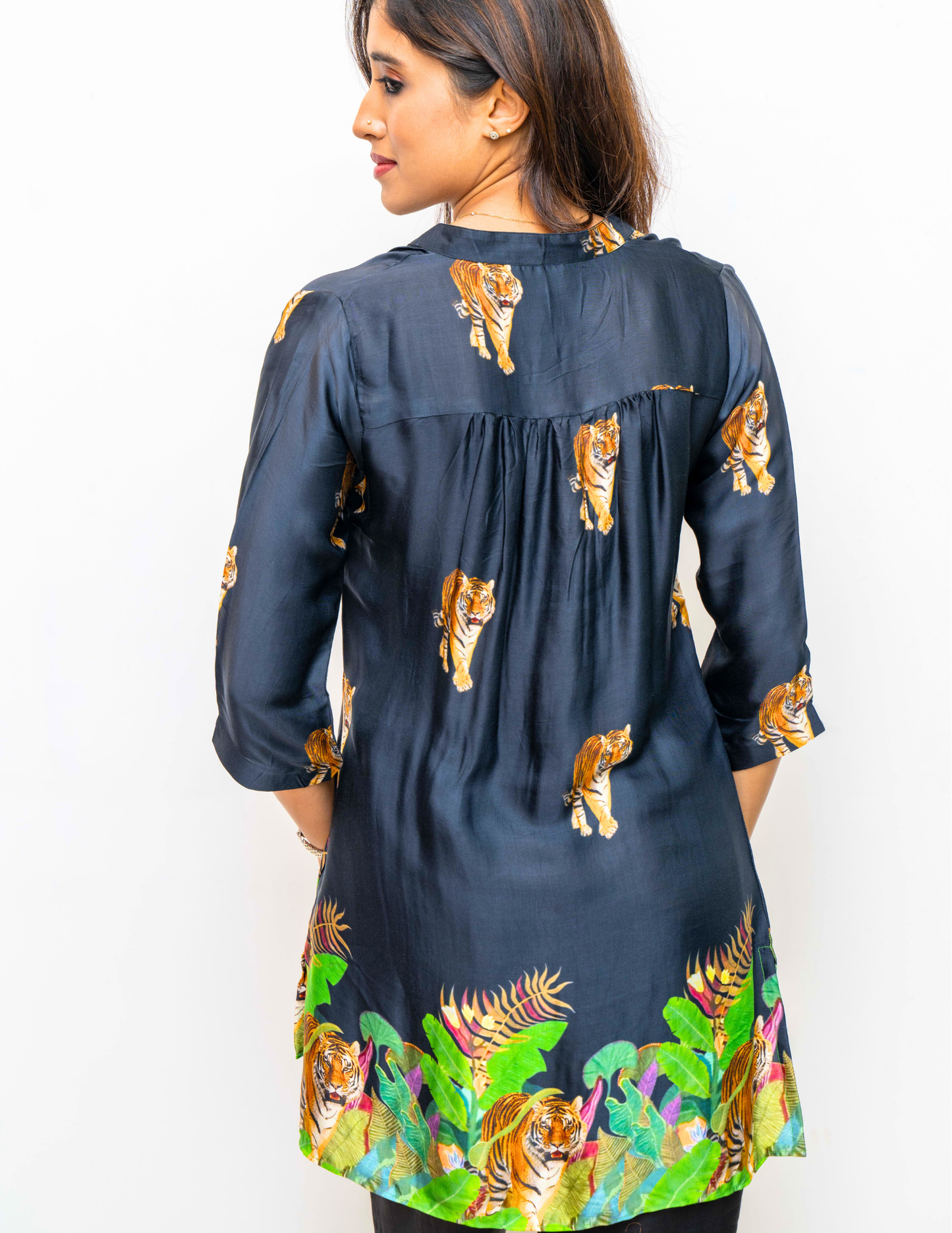 Black Tiger Printed Modal Silk Tunic