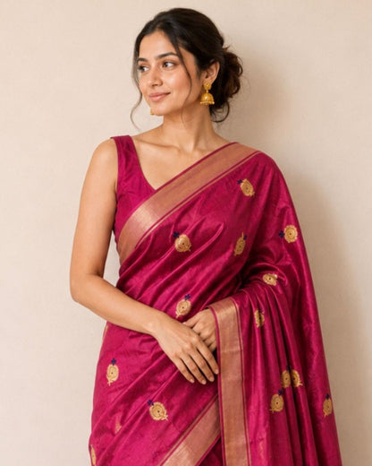 Pink Chanderi Silk Saree