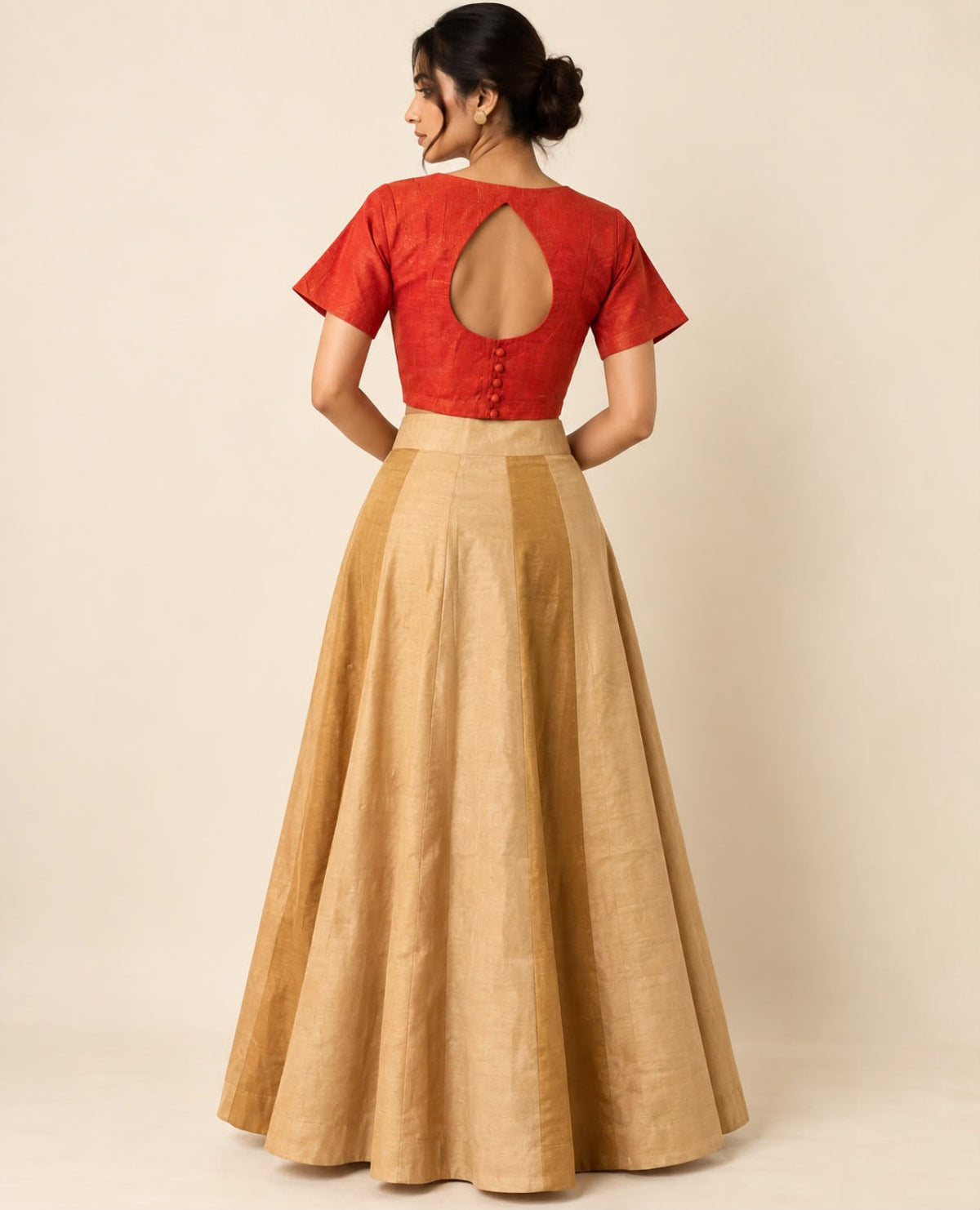 Gold Chanderi Silk Tissue Skirt