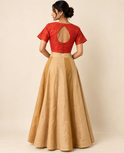 Gold Chanderi Silk Tissue Skirt