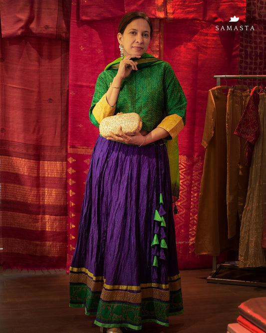 Green Ikkat Sp Cut Blouse