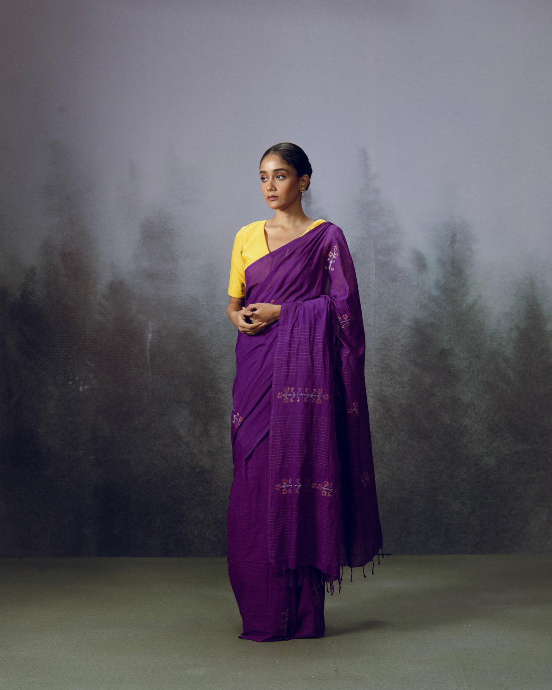 Violet Jamdani Cotton Saree