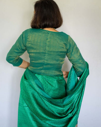 Peacock Green Cotton Tissue Blouse