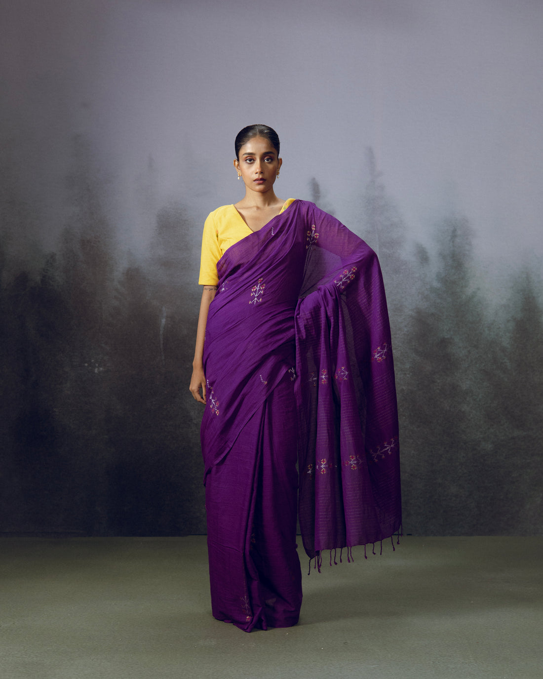 Violet Jamdani Cotton Saree