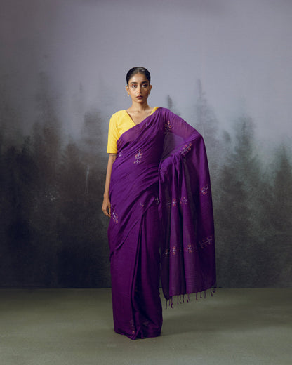 Violet Jamdani Cotton Saree