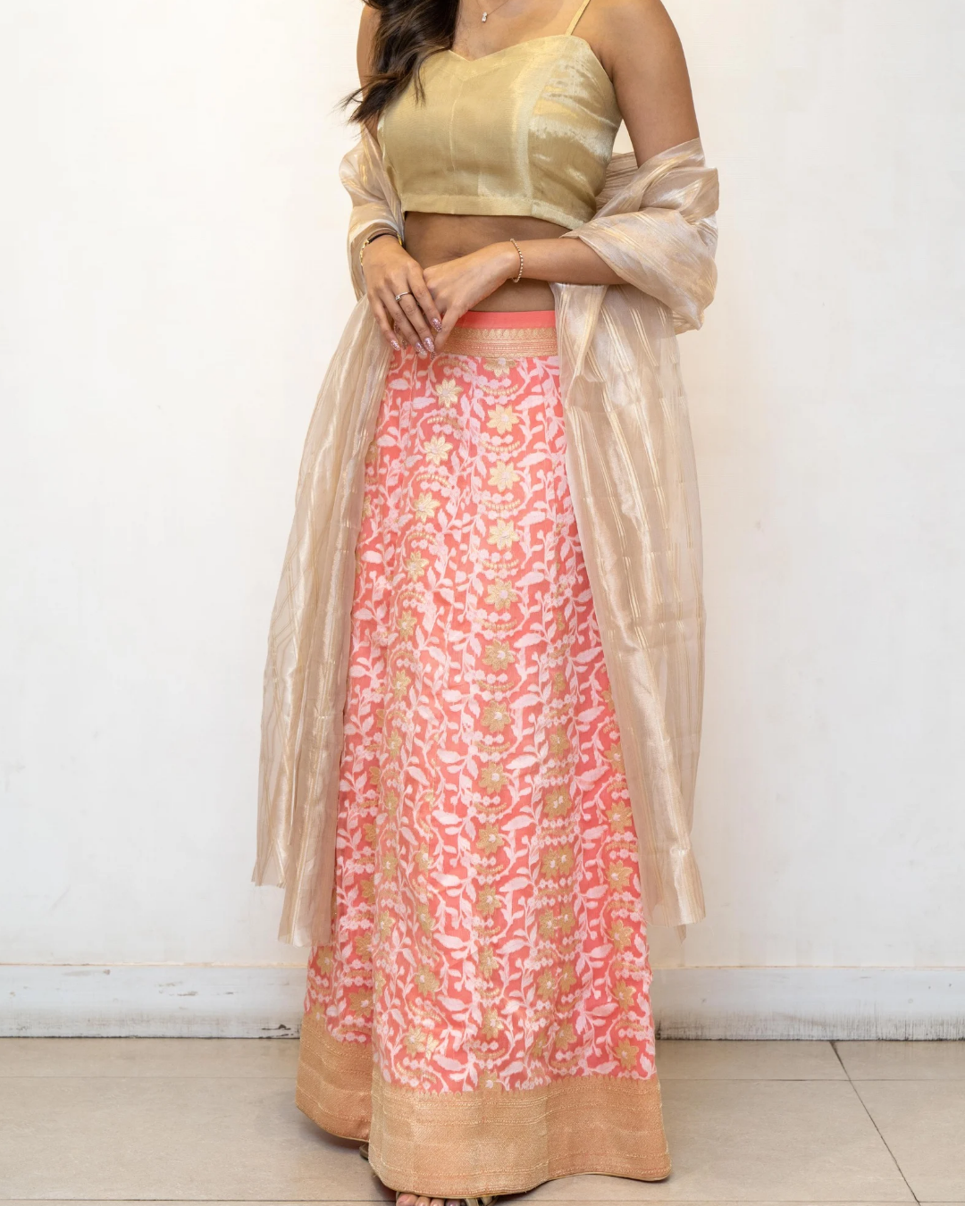 Peash Floral Jaal Silk Cotton Skirt