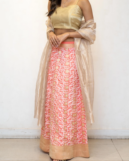 Peash Floral Jaal Silk Cotton Skirt