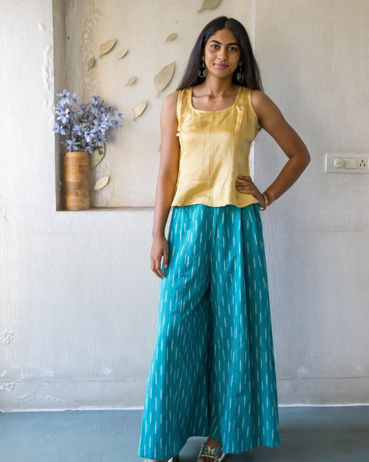 Yellow Sleeveless Modal Silk Top