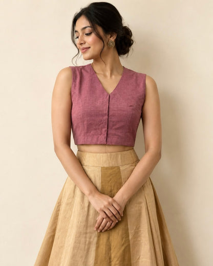 Mauve Sp Cut Sleeveless Cotton Blouse