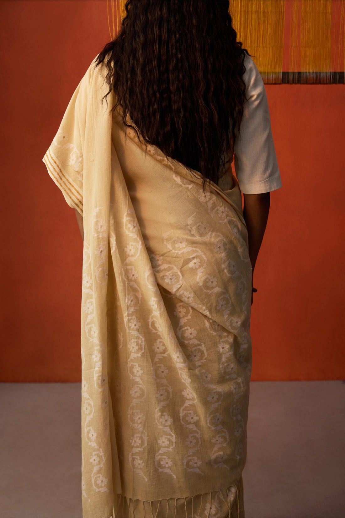 OffWhite Jamdani Cotton Saree