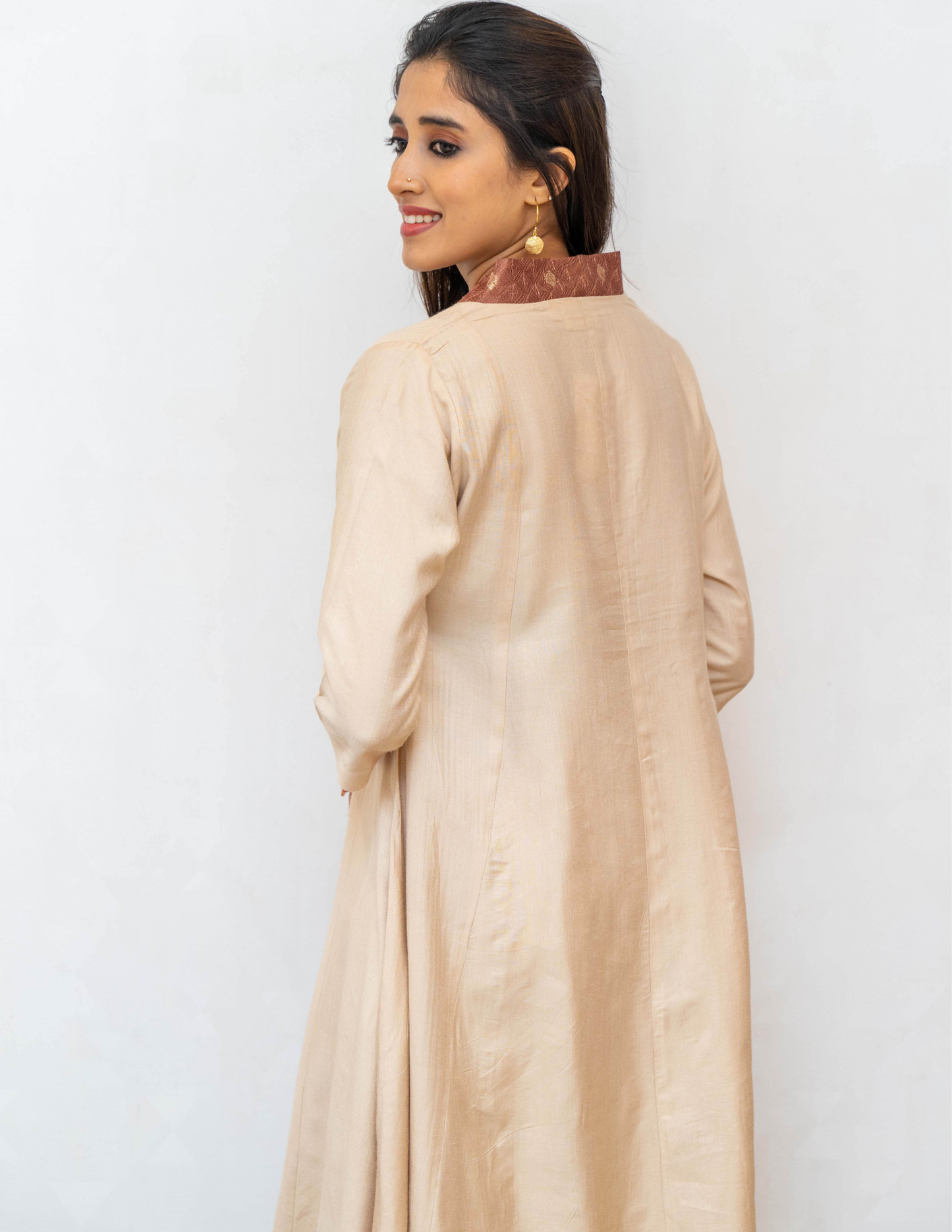 Beige Tussar Cotton Dress
