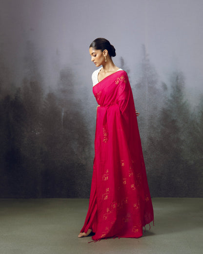 Pink Jamdani Cotton Saree