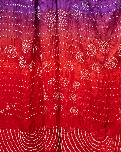 Red Shadedbandhini Gajji Silk Dupatta