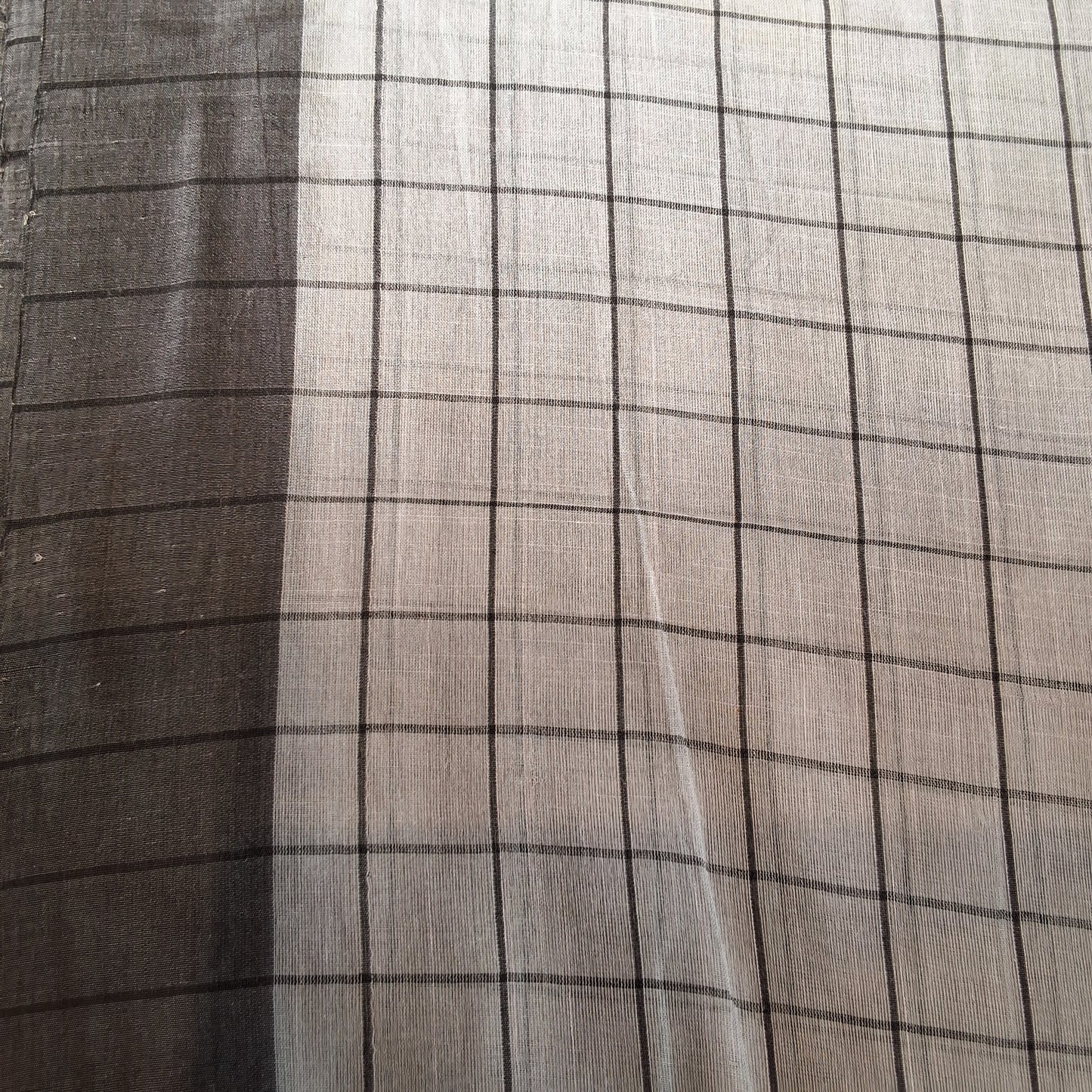 Grey Black Cotton Saree