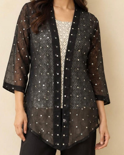 Black Sequins Cotton Jacket