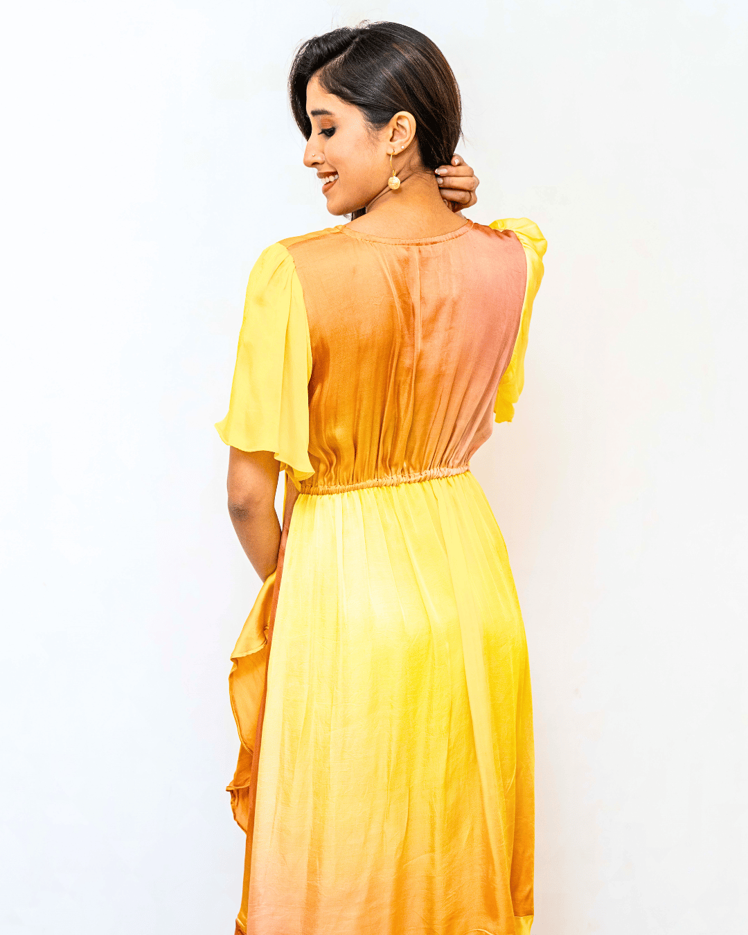 Yellow Shaded Modal Silk Dress