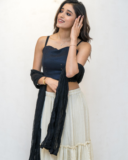 Black Sleeveless Cotton Blouse
