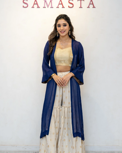 Navy blue Georgette Overlay Jacket