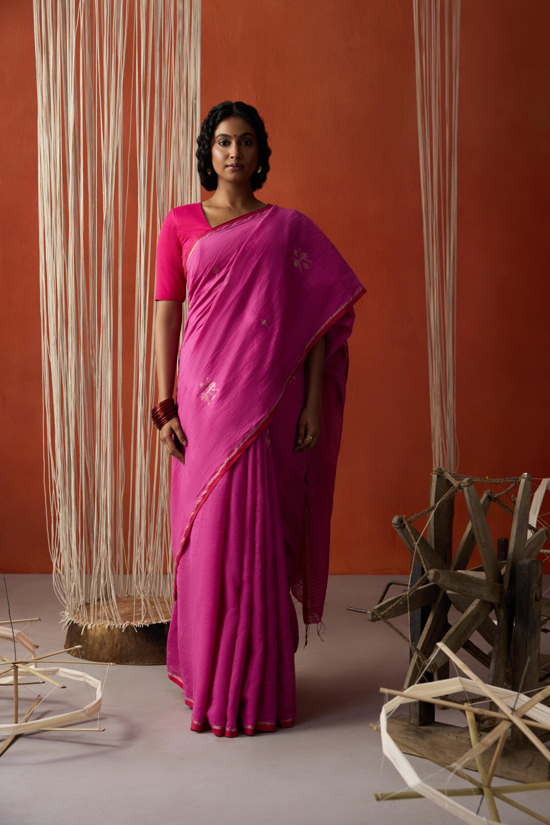 PinkGold Tissue Jamdani Khadi Silk Saree