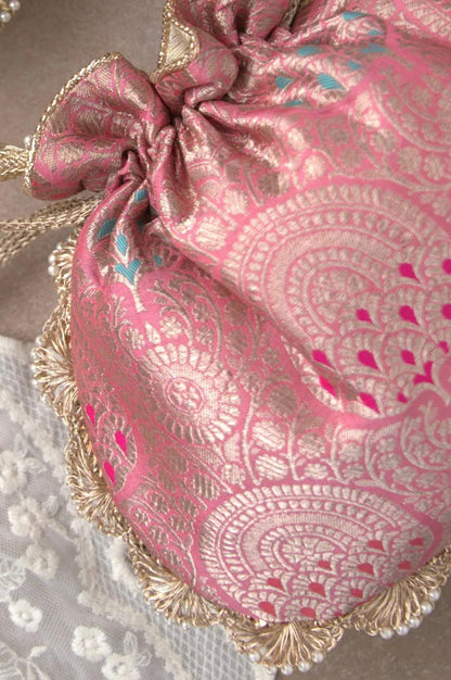 Kashi Pure Banarasi Silk Potli - Pink
AM-PT-0822-0003