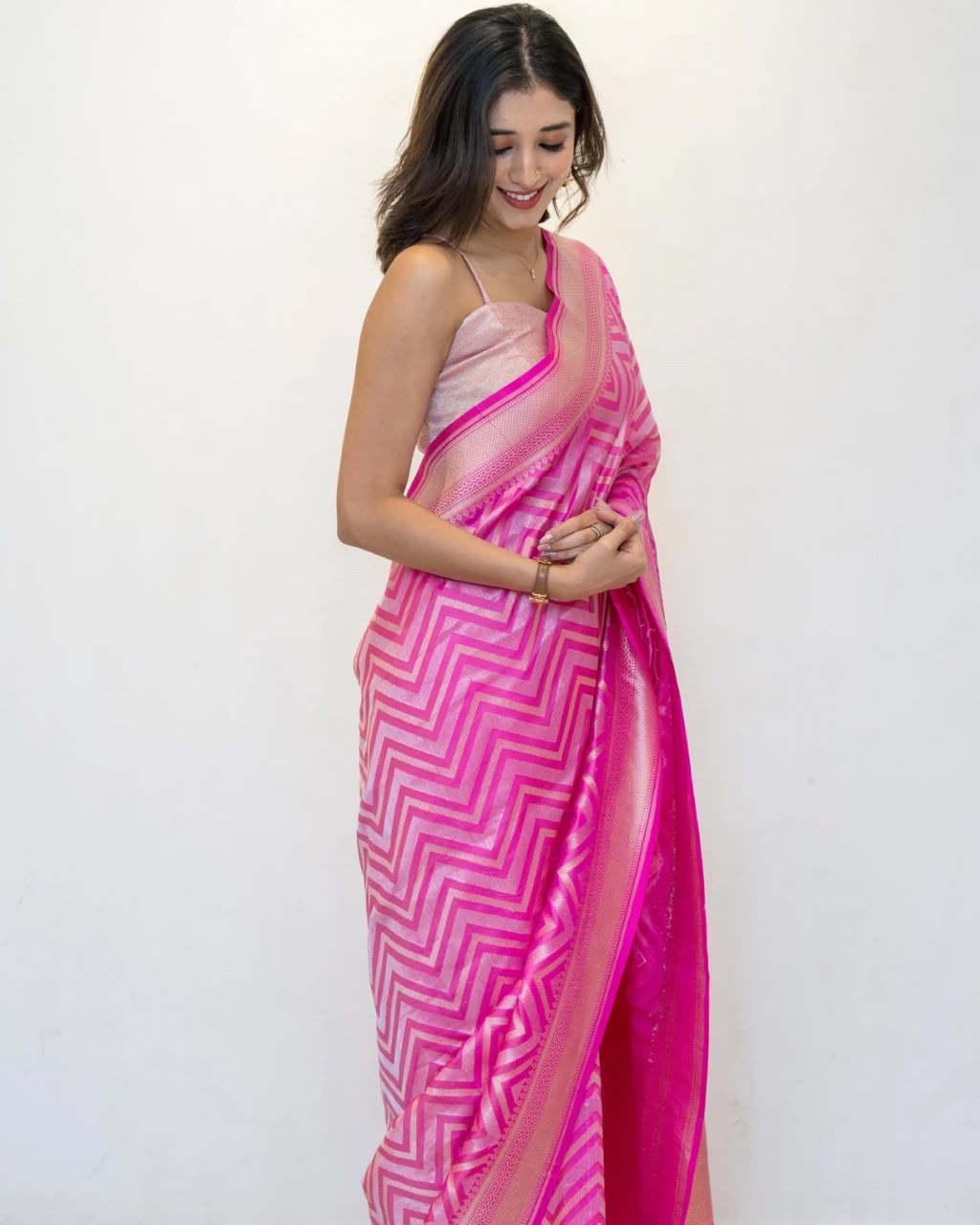 Pink Banarasi Silk Saree