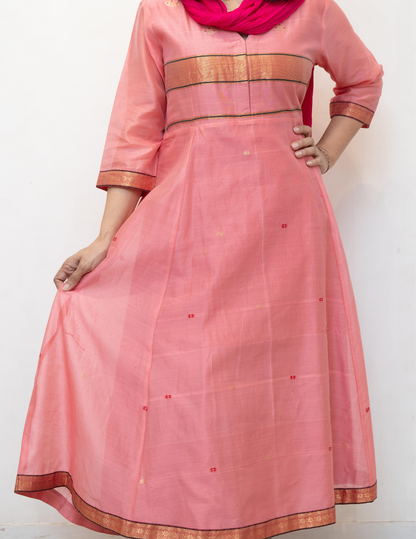 Pink Mahe Maitricut Silk Cotton Dress