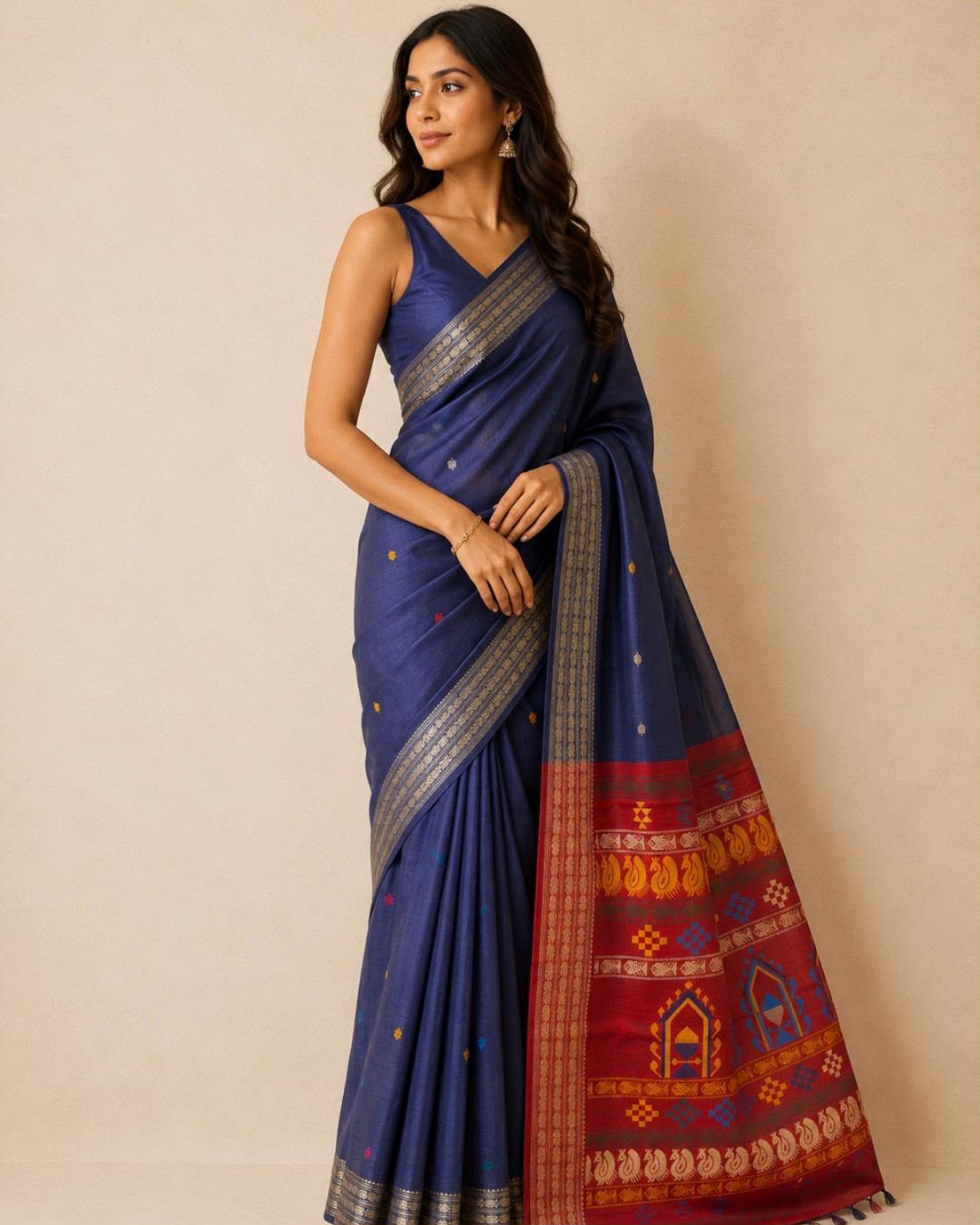 Blue Thread Woven Tussar Silk Saree