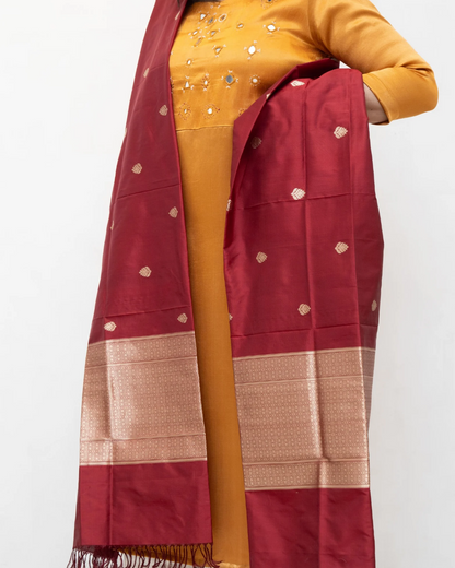 Maroon Banarasi Katan Silk Butta Dupatta