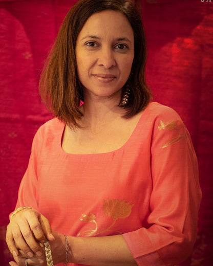 Pink Chanderi Silk Double Layer Dress