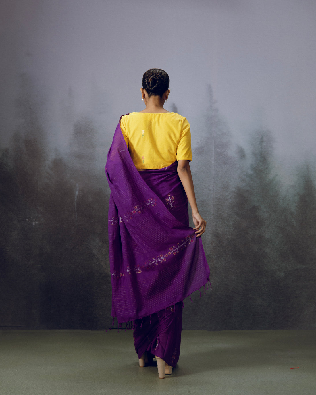 Violet Jamdani Cotton Saree