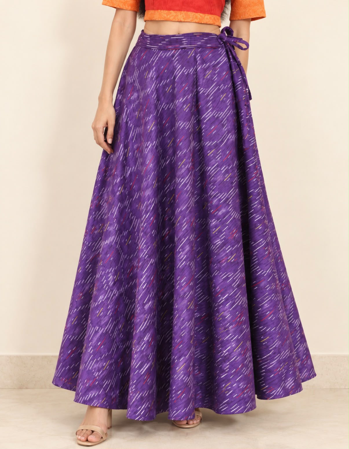 Purple Ikkat Cotton Skirt