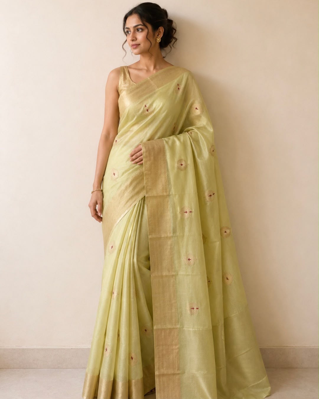 Lemon Yellow Chanderi Silk Saree