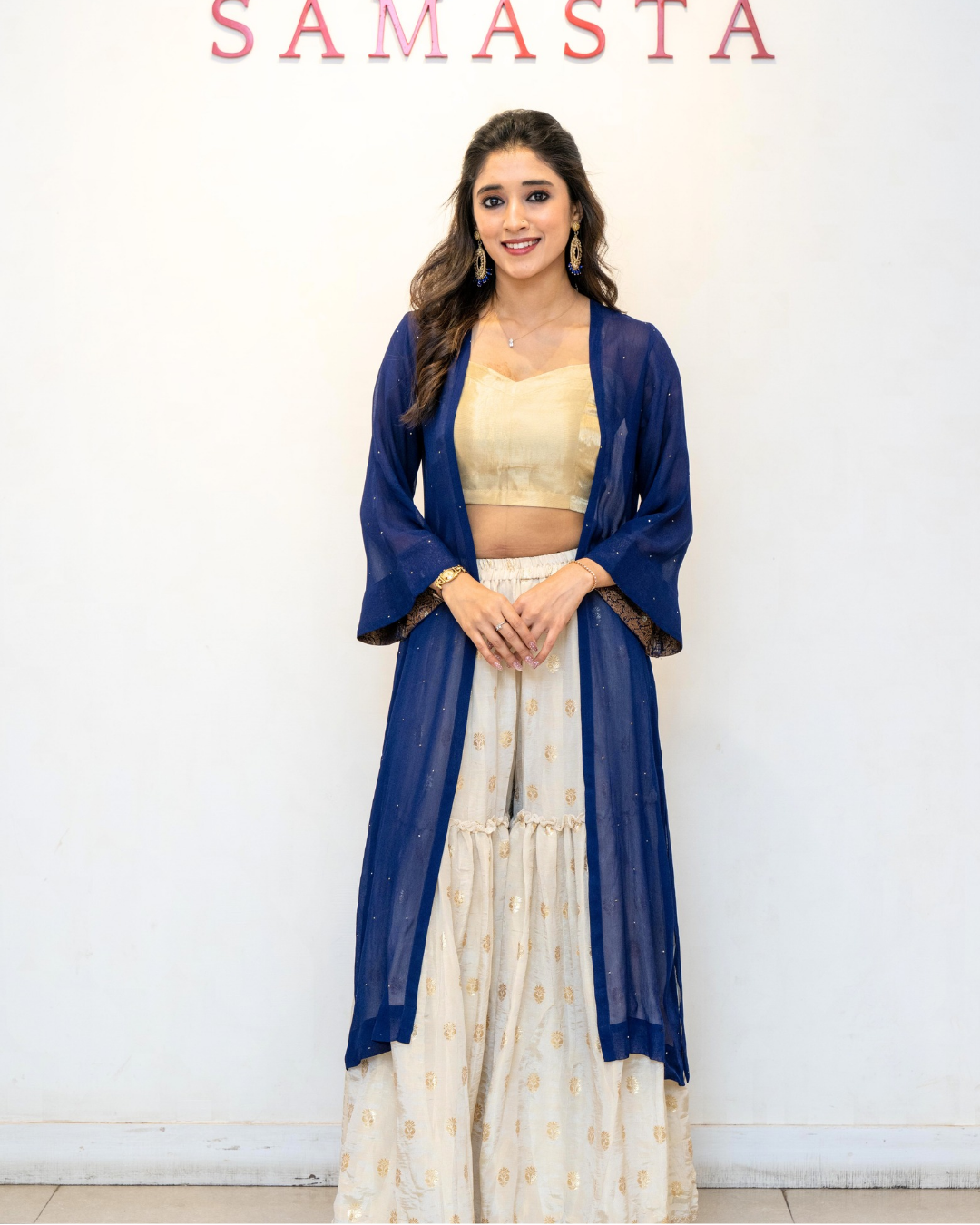 Beige Gold Boota Tissue Sharara