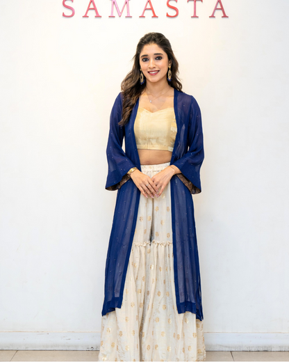 Beige Gold Boota Tissue Sharara