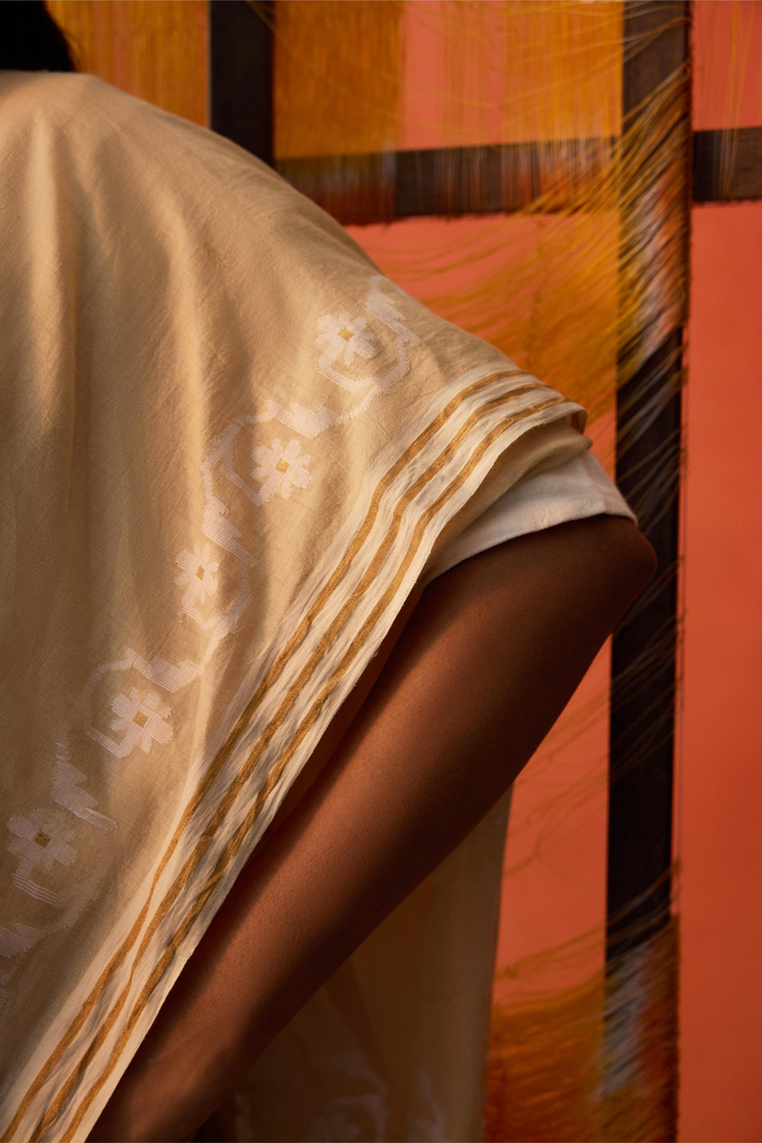 OffWhite Jamdani Cotton Saree