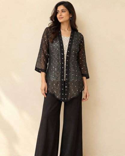 Black Sequins Cotton Jacket
