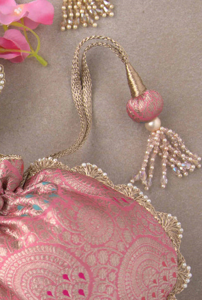 Kashi Pure Banarasi Silk Potli - Pink
AM-PT-0822-0003