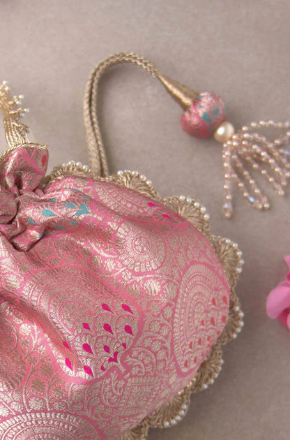 Kashi Pure Banarasi Silk Potli - Pink
AM-PT-0822-0003