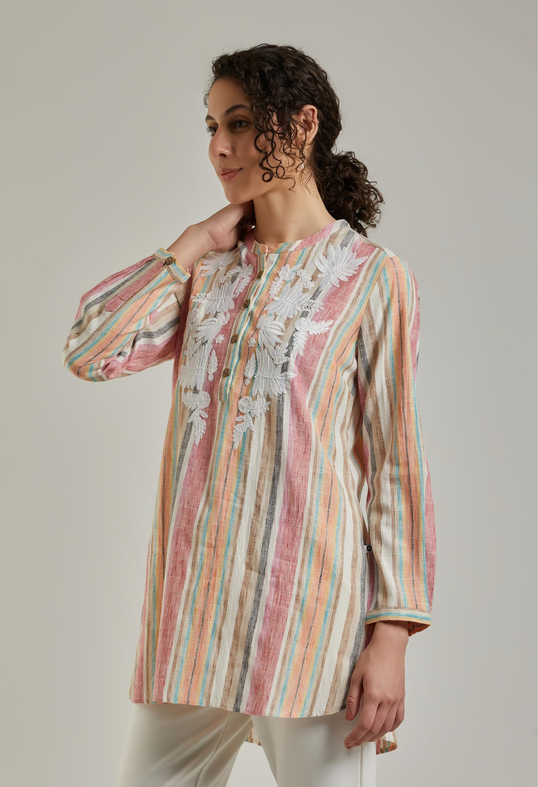 Multicolour Stripes Cotton Tunic