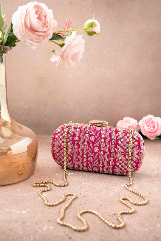 Floral Creeper Box Clutch - Pink- AM-BC-0323-0002