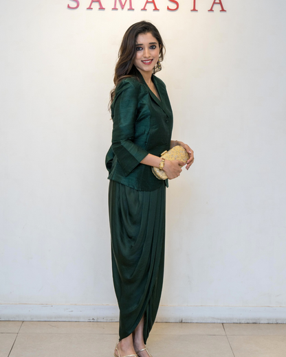 Bottle Green Raw Silk Jacket