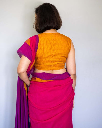 Yellow Tussar Silk Sleeveless Blouse