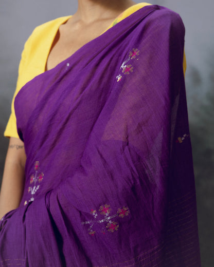 Violet Jamdani Cotton Saree