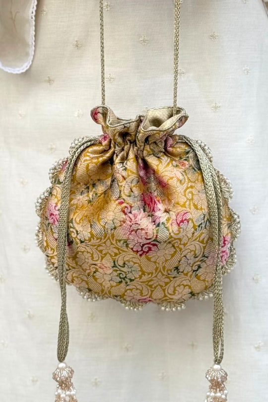 Elora Brocade Potli - Mustard AM_PT_0126_0001