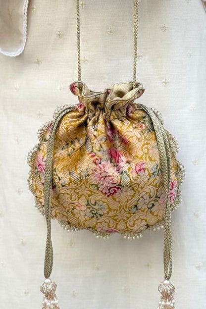 Elora Brocade Potli - Mustard AM_PT_0126_0001