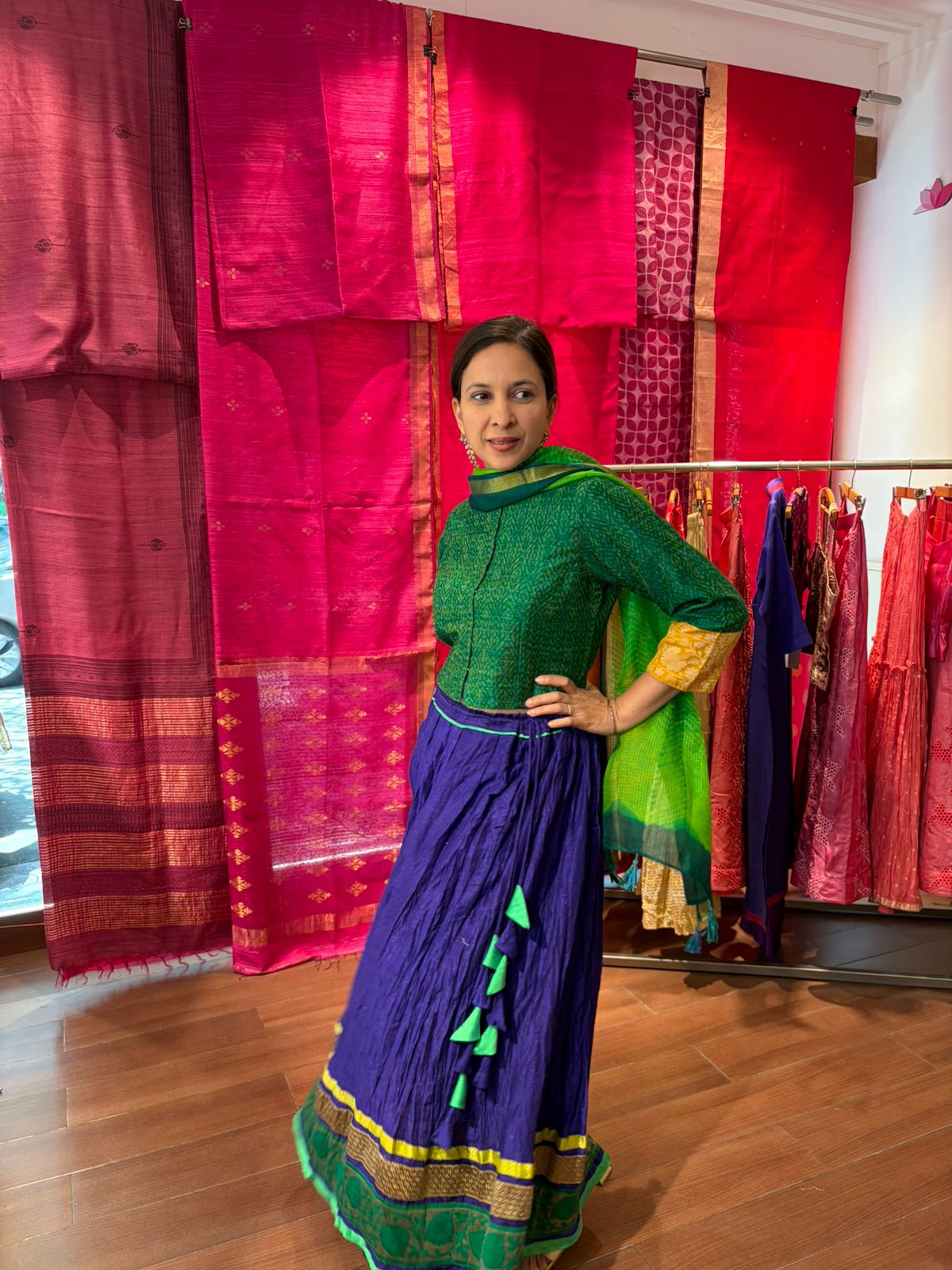 Green Ikkat Sp Cut Blouse