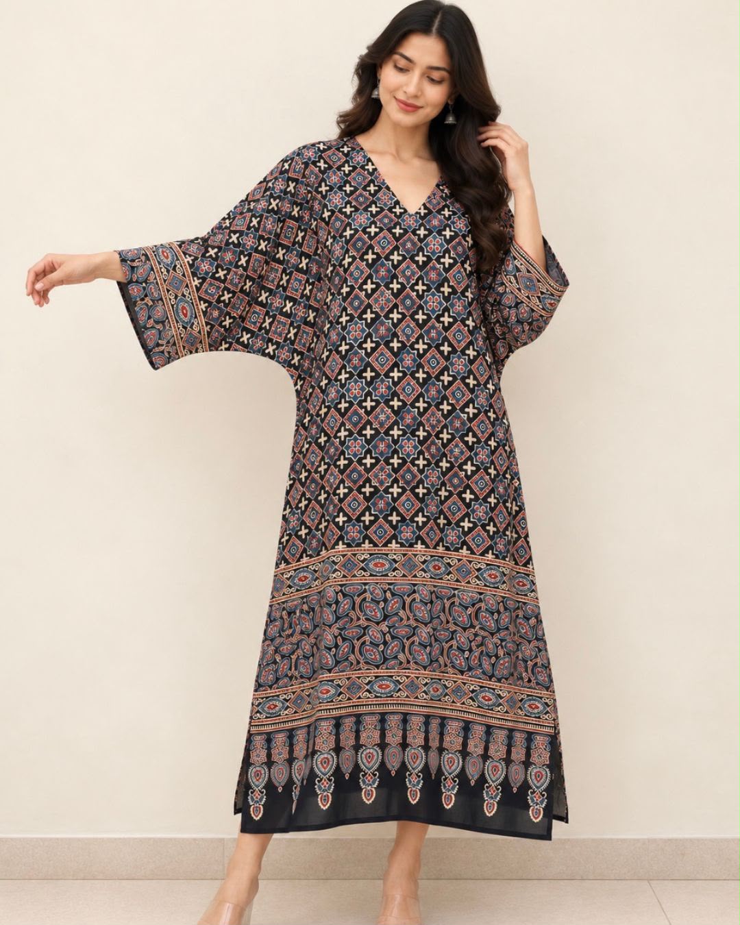 Black Tbody Ajrakh Printed Dress