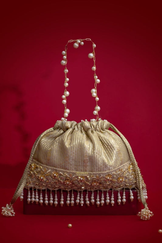 Vivaah Embellished Potli - Grey- AM-BC-0625_0002